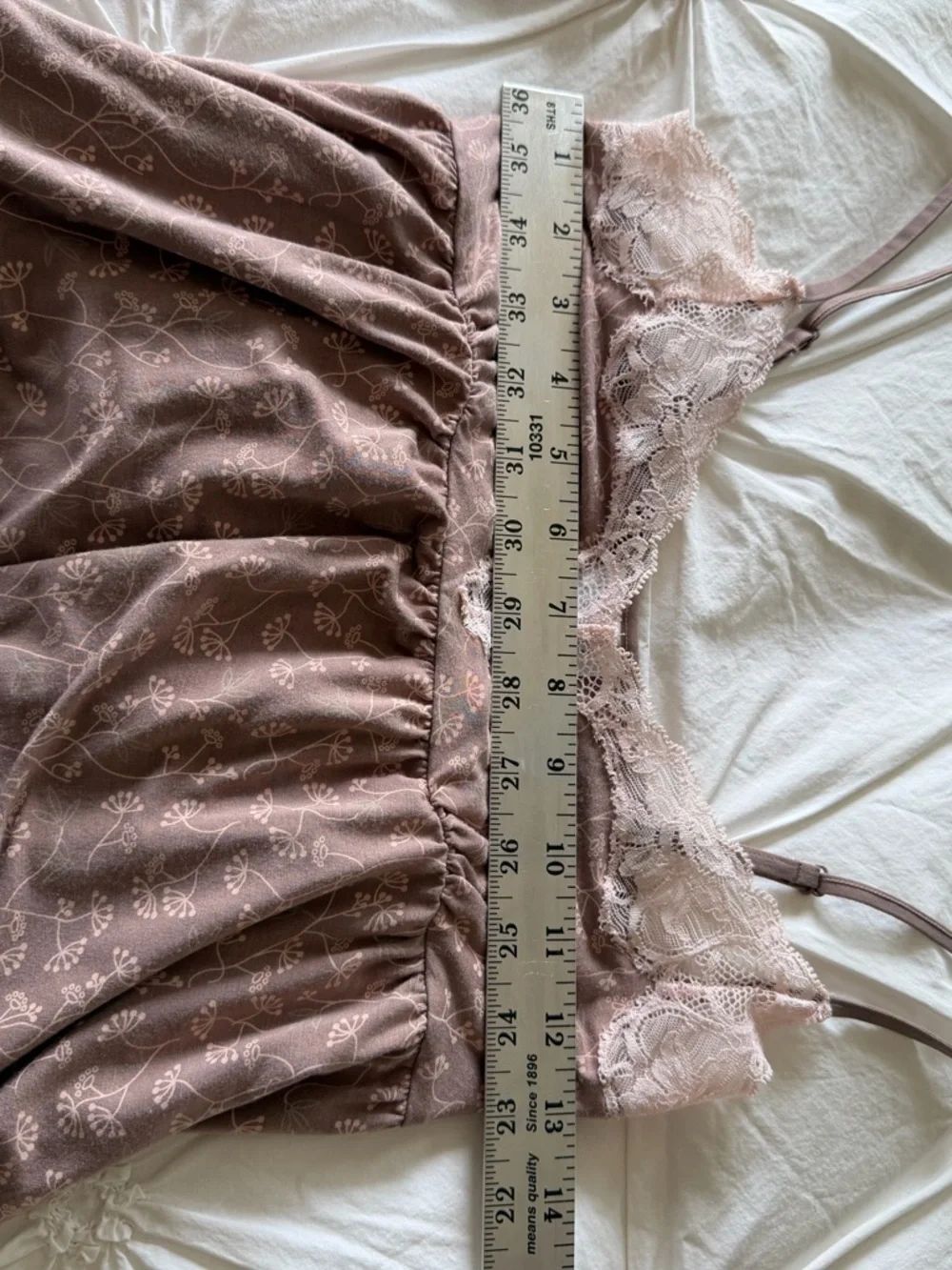 La Senza Babydoll Nightgown Chemise Floral Lace Trim Short Sleep Dress M - Picture 7 of 8